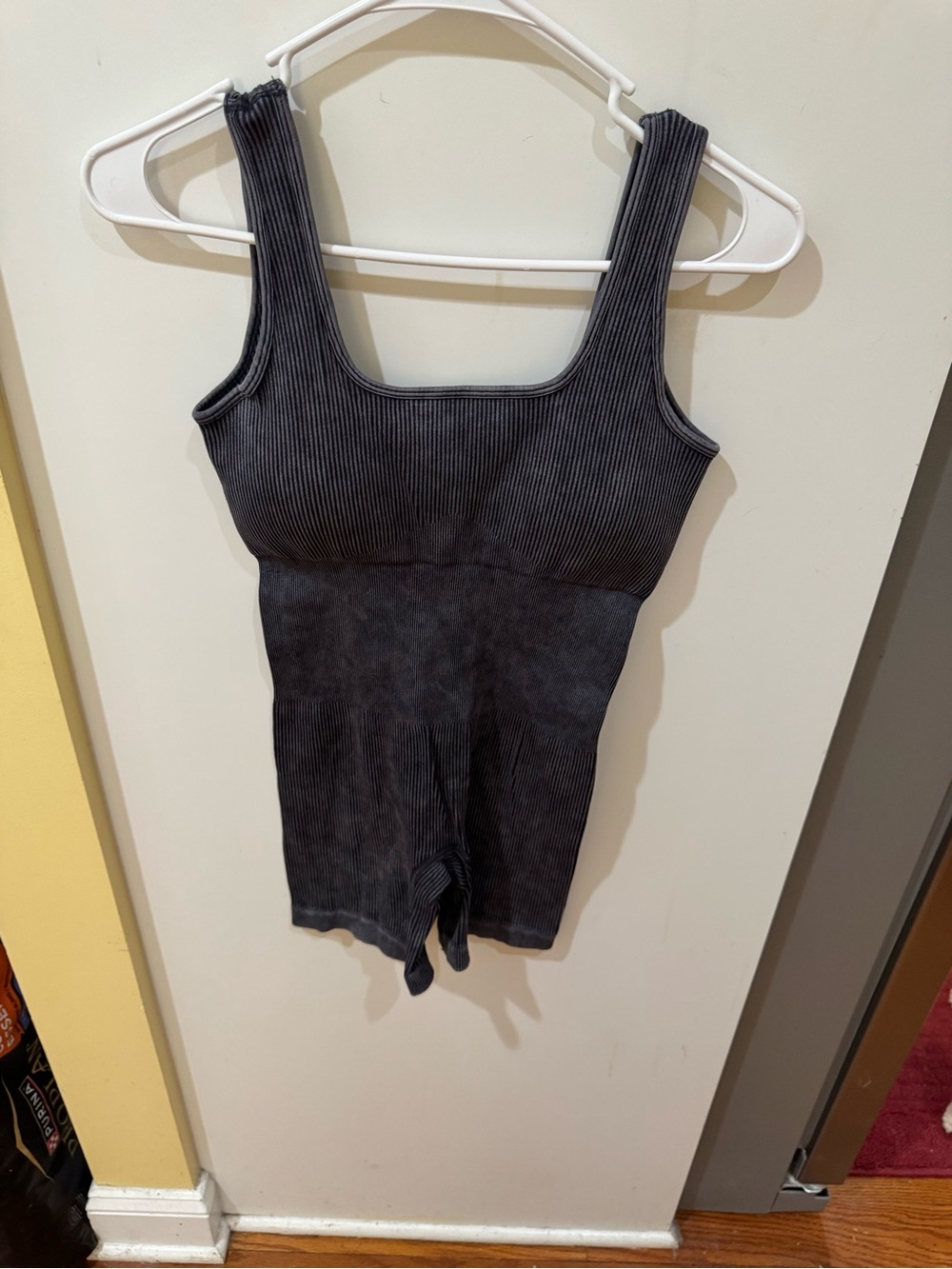 Zenana Outfitters Ribbed Sleeveless Romper in Charcoal Gray